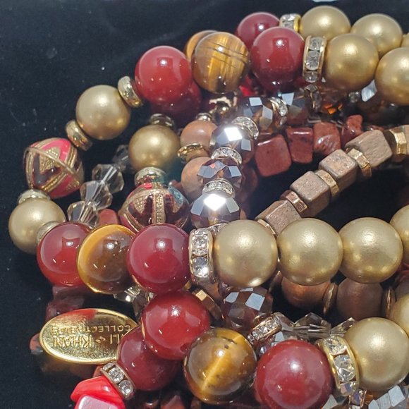 Ali khan 8pc multi color stone stretch beaded bracelet with gift box - Picture 3 of 4